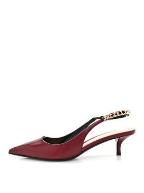 NEW Malaga Kid Nappa Charlotte Signoria 35mm Slingback Pumps 37.5 Rosso Ancora